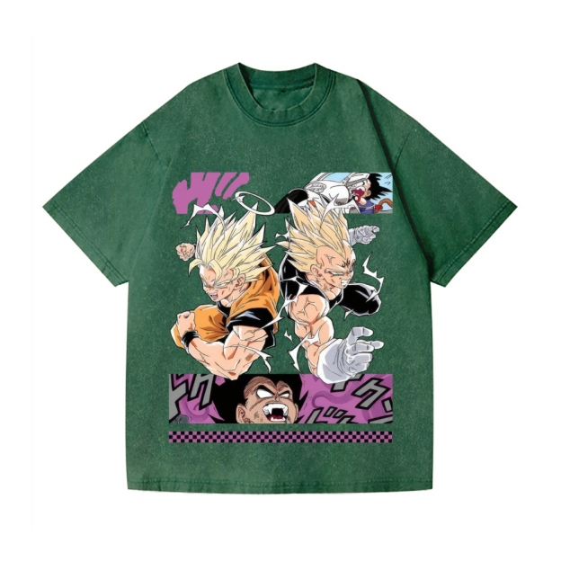 Unisex Dragon Ball Goku Vegeta Printed Washed Tee