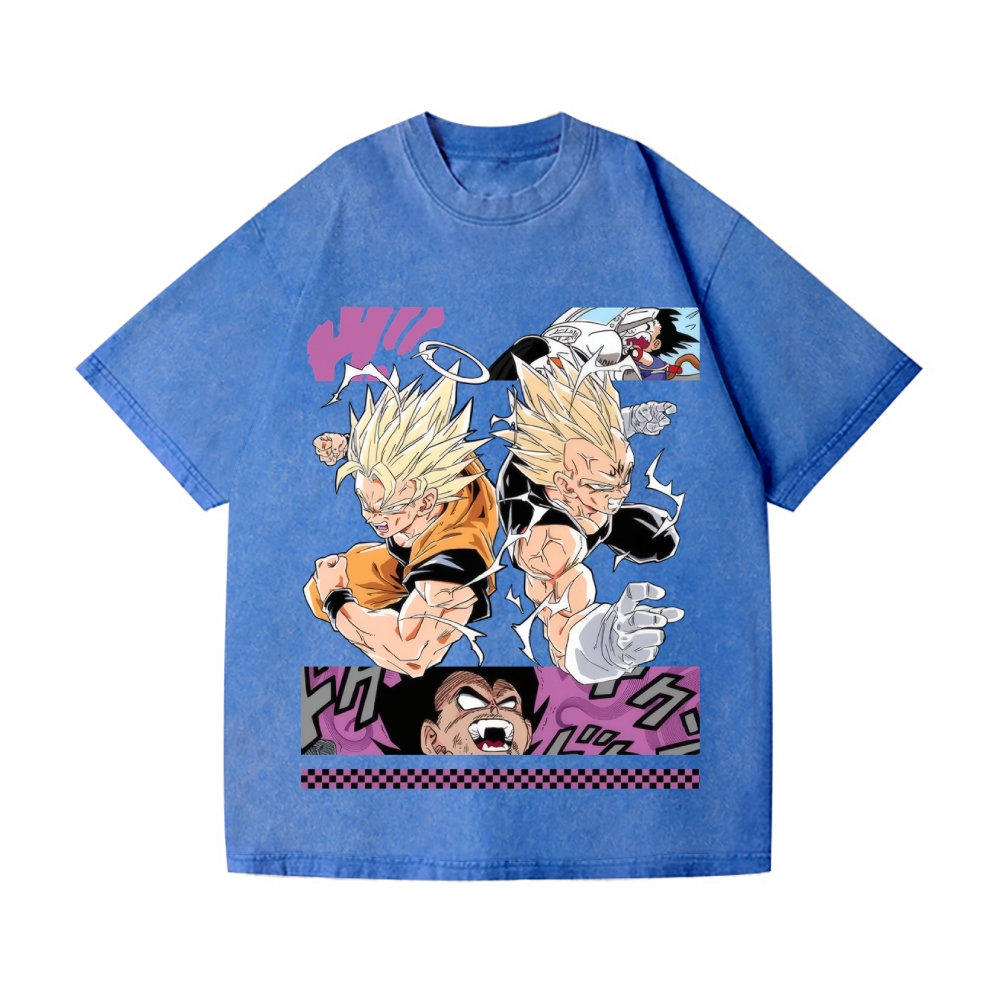 Unisex Dragon Ball Goku Vegeta Printed Washed Tee
