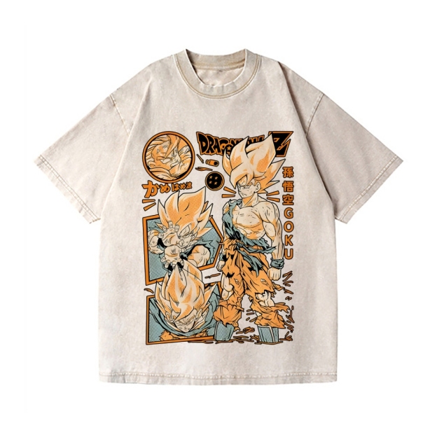 Unisex Dragon Ball Goku Printed Washed Tee