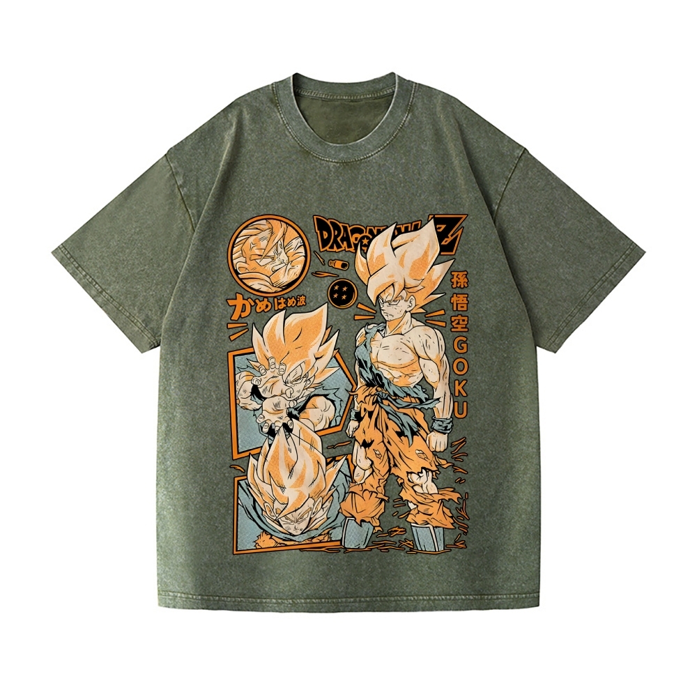 Unisex Dragon Ball Goku Printed Washed Tee
