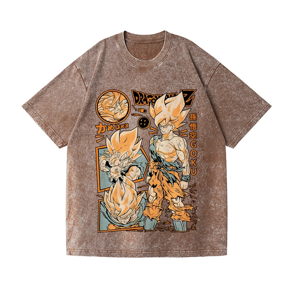 Unisex Dragon Ball Goku Printed Washed Tee
