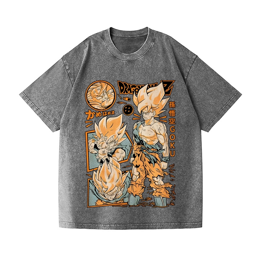 Unisex Dragon Ball Goku Printed Washed Tee
