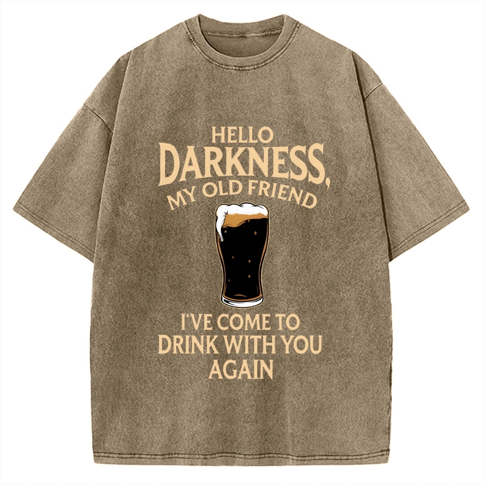 Unisex Hello Darkness Funny Printed Washed Tee