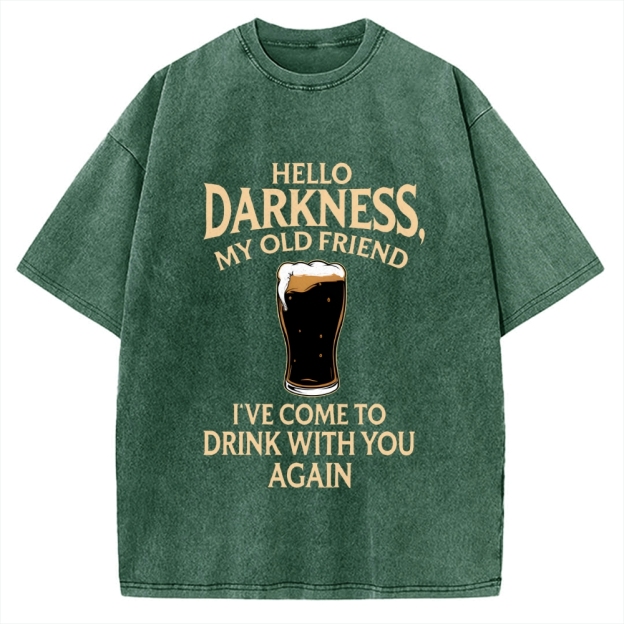 Unisex Hello Darkness Funny Printed Washed Tee