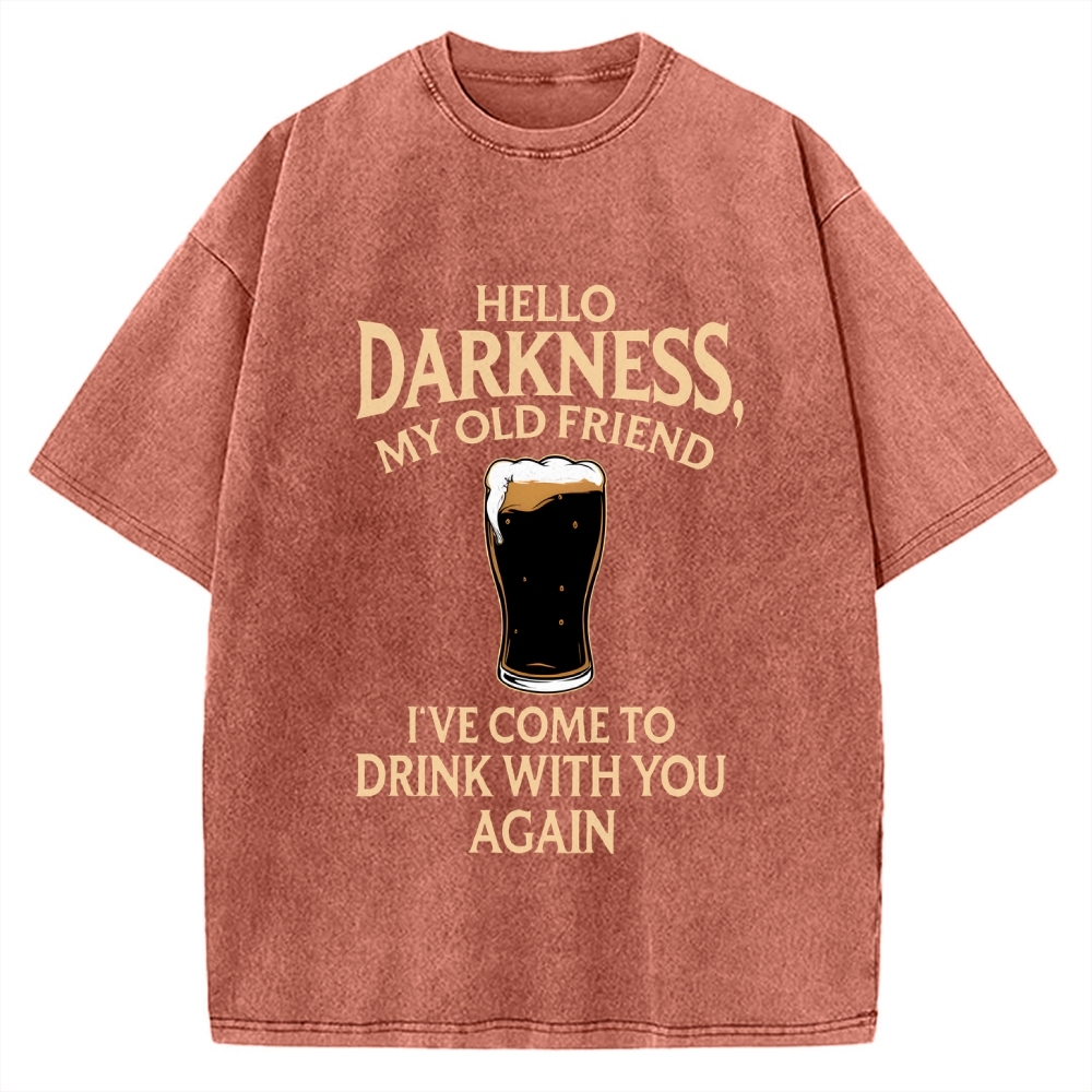 Unisex Hello Darkness Funny Printed Washed Tee