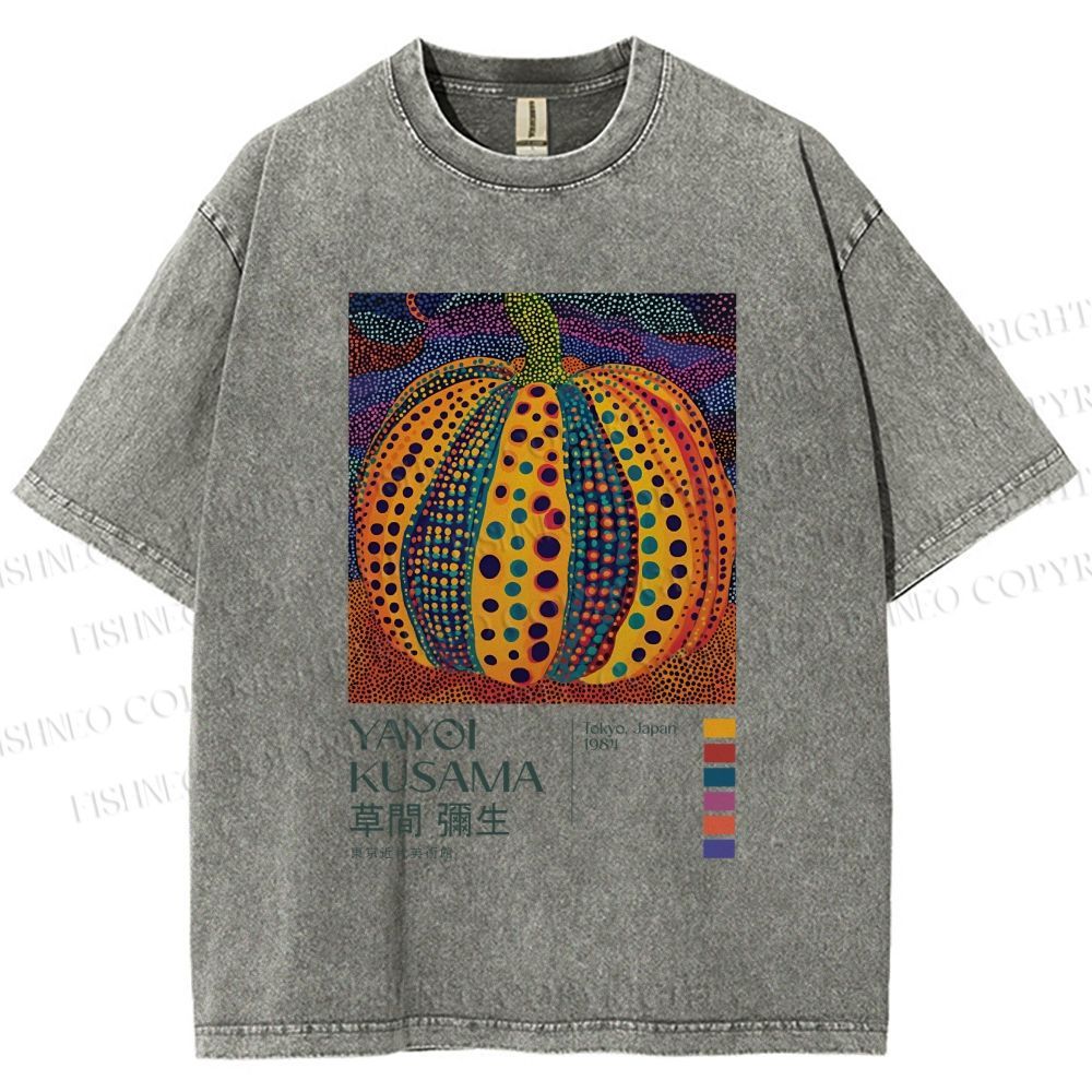 Unisex Yayoi Kusama Pumpkin Printed Washed Tee