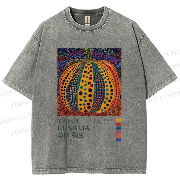 Unisex Yayoi Kusama Pumpkin Printed Washed Tee