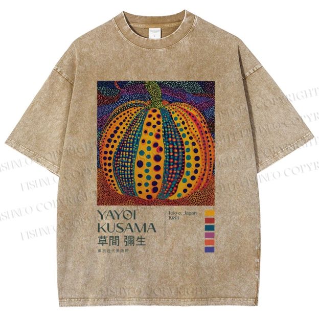 Unisex Yayoi Kusama Pumpkin Printed Washed Tee