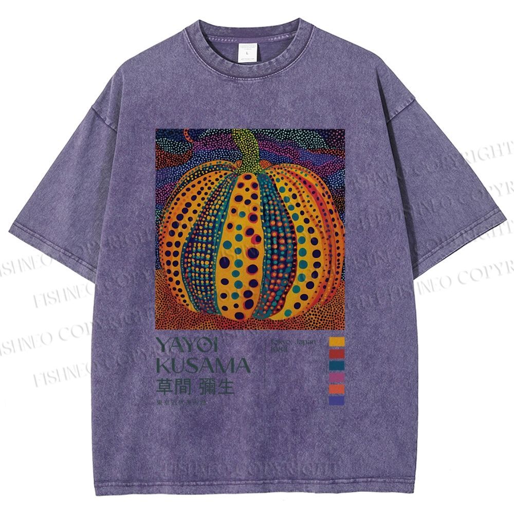 Unisex Yayoi Kusama Pumpkin Printed Washed Tee