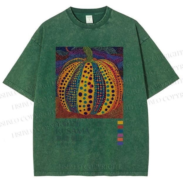 Unisex Yayoi Kusama Pumpkin Printed Washed Tee