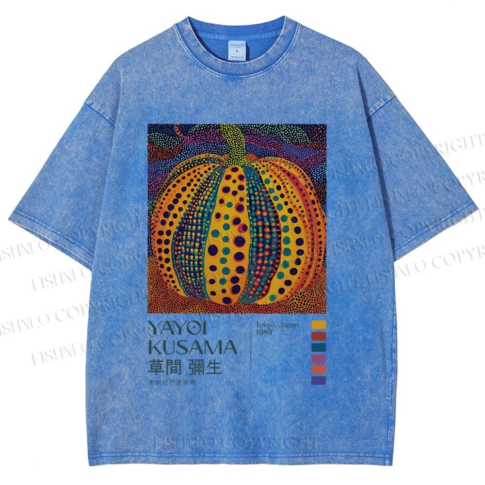 Unisex Yayoi Kusama Pumpkin Printed Washed Tee