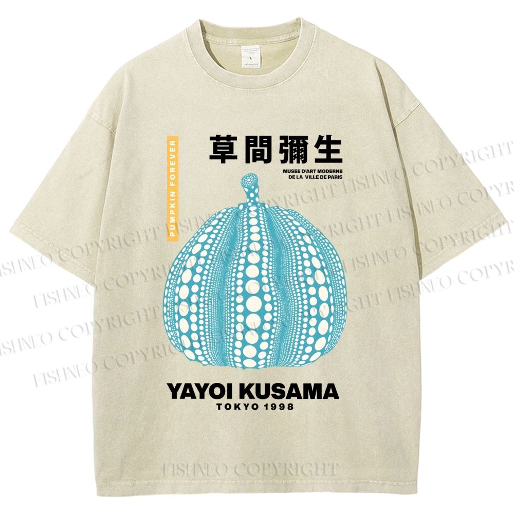 Unisex Yayoi Kusama Polka Dot pumpkin Printed Washed Tee