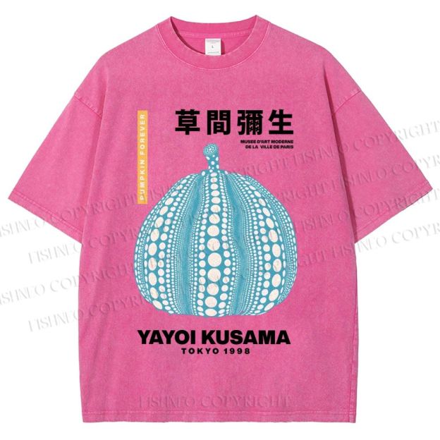 Unisex Yayoi Kusama Polka Dot pumpkin Printed Washed Tee