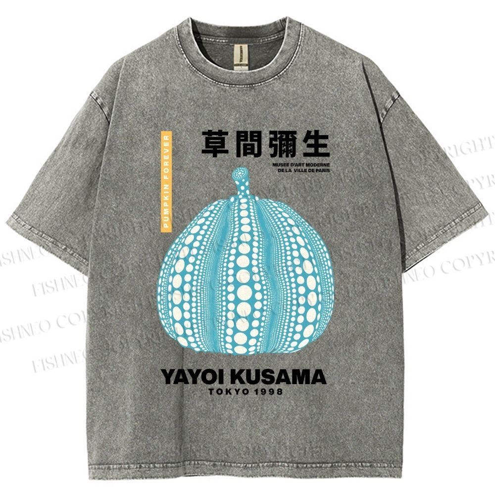 Unisex Yayoi Kusama Polka Dot pumpkin Printed Washed Tee