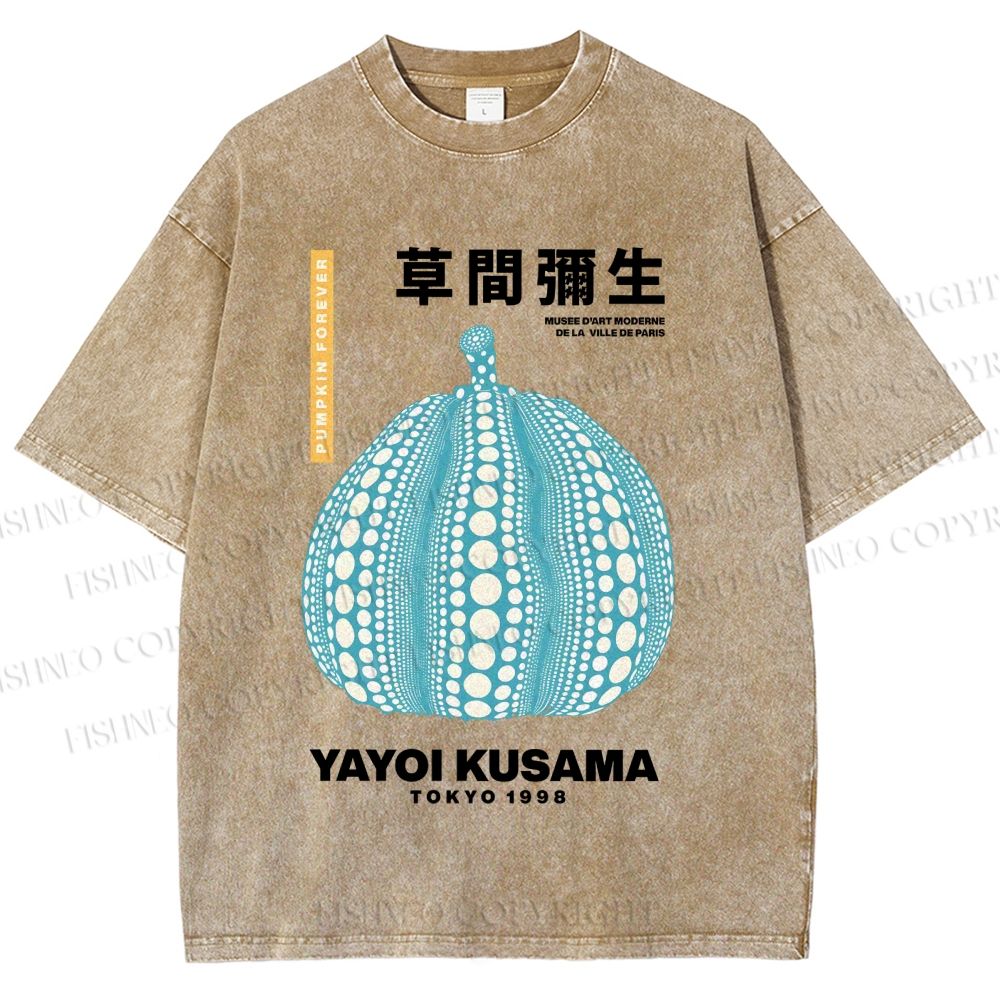 Unisex Yayoi Kusama Polka Dot pumpkin Printed Washed Tee