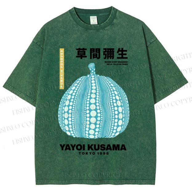 Unisex Yayoi Kusama Polka Dot pumpkin Printed Washed Tee
