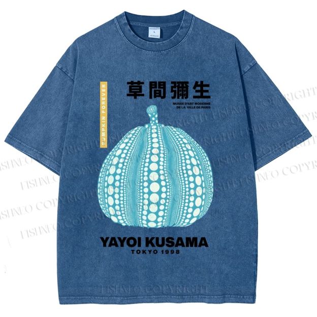 Unisex Yayoi Kusama Polka Dot pumpkin Printed Washed Tee