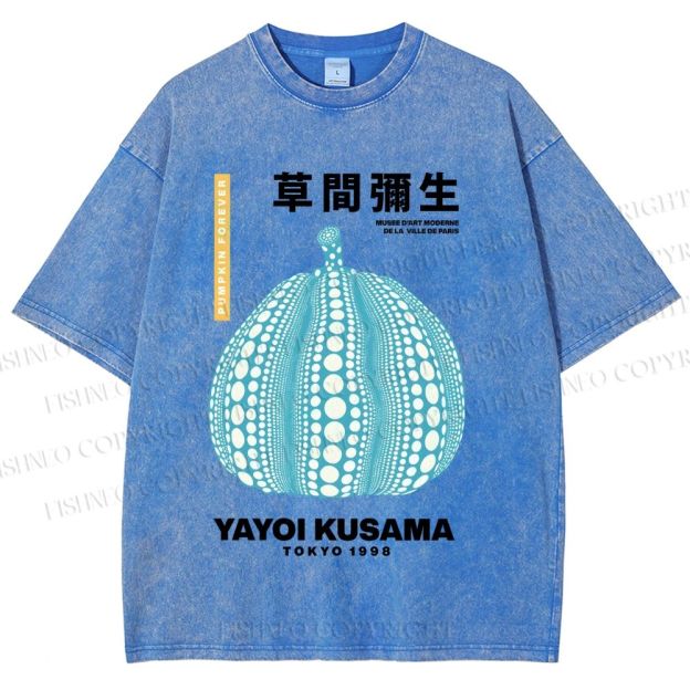 Unisex Yayoi Kusama Polka Dot pumpkin Printed Washed Tee
