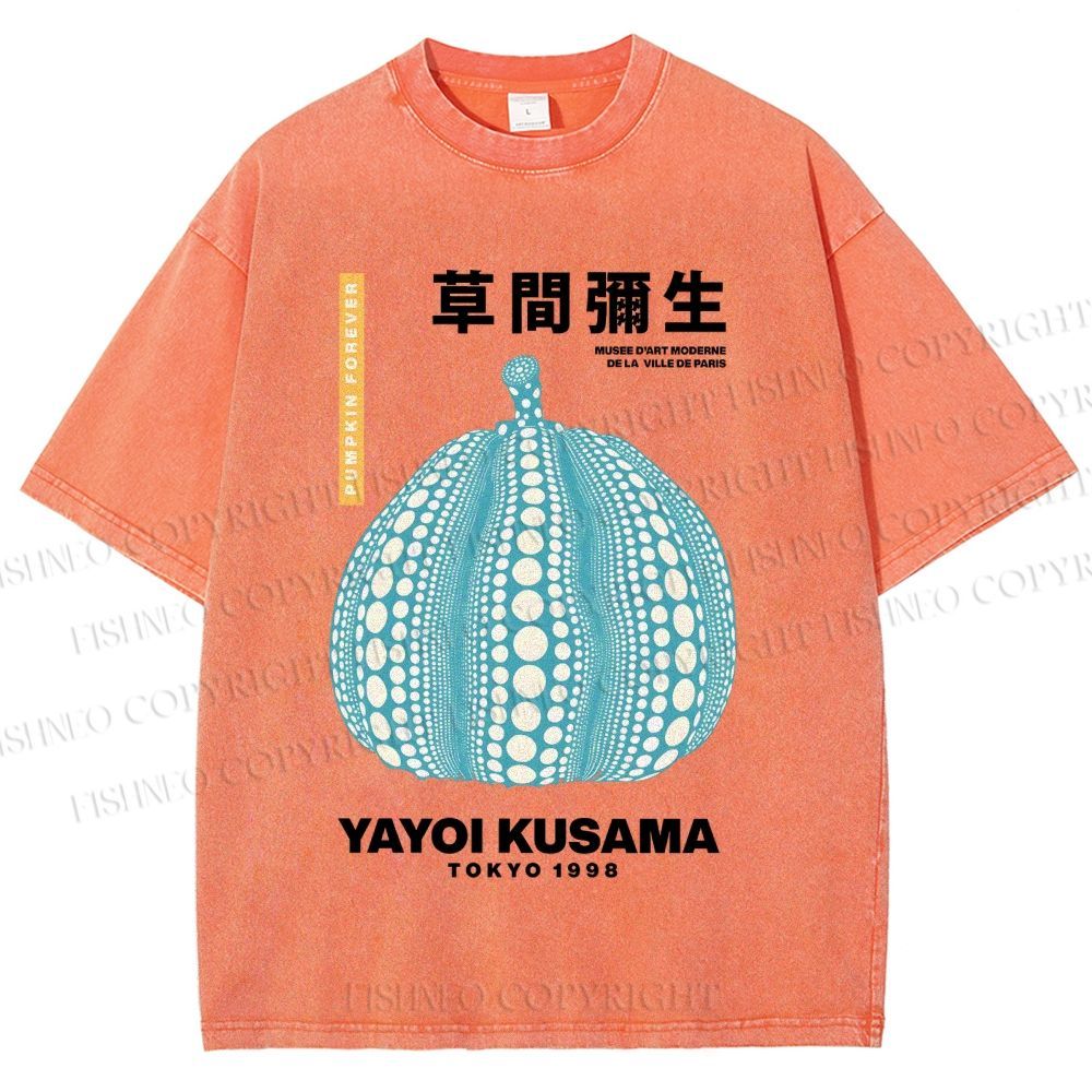 Unisex Yayoi Kusama Polka Dot pumpkin Printed Washed Tee
