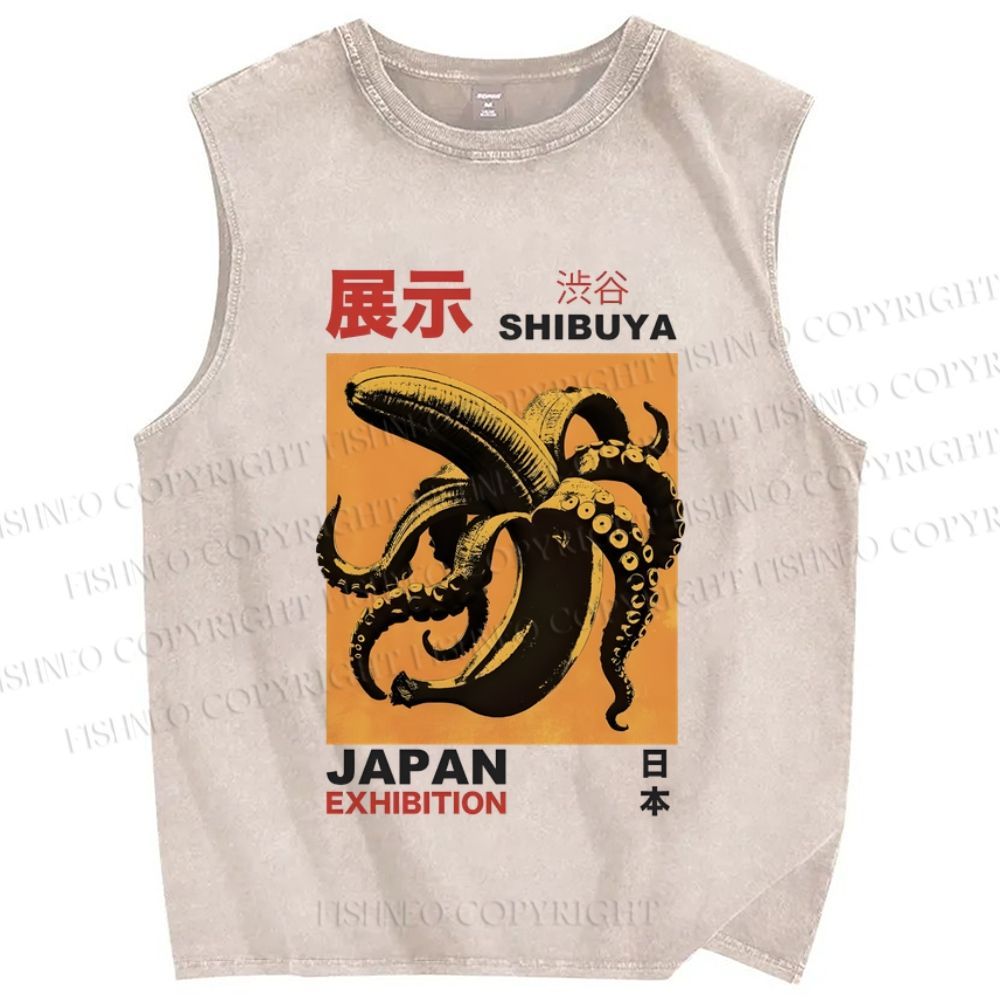Unisex Shibuya Japan Printed Washed Tank Top