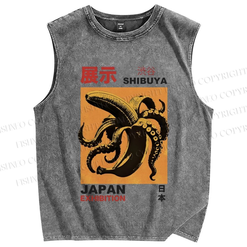 Unisex Shibuya Japan Printed Washed Tank Top