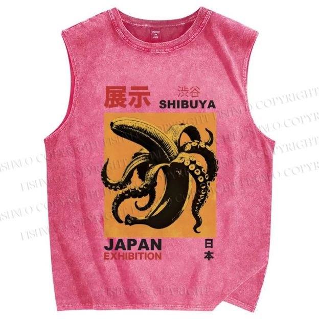Unisex Shibuya Japan Printed Washed Tank Top