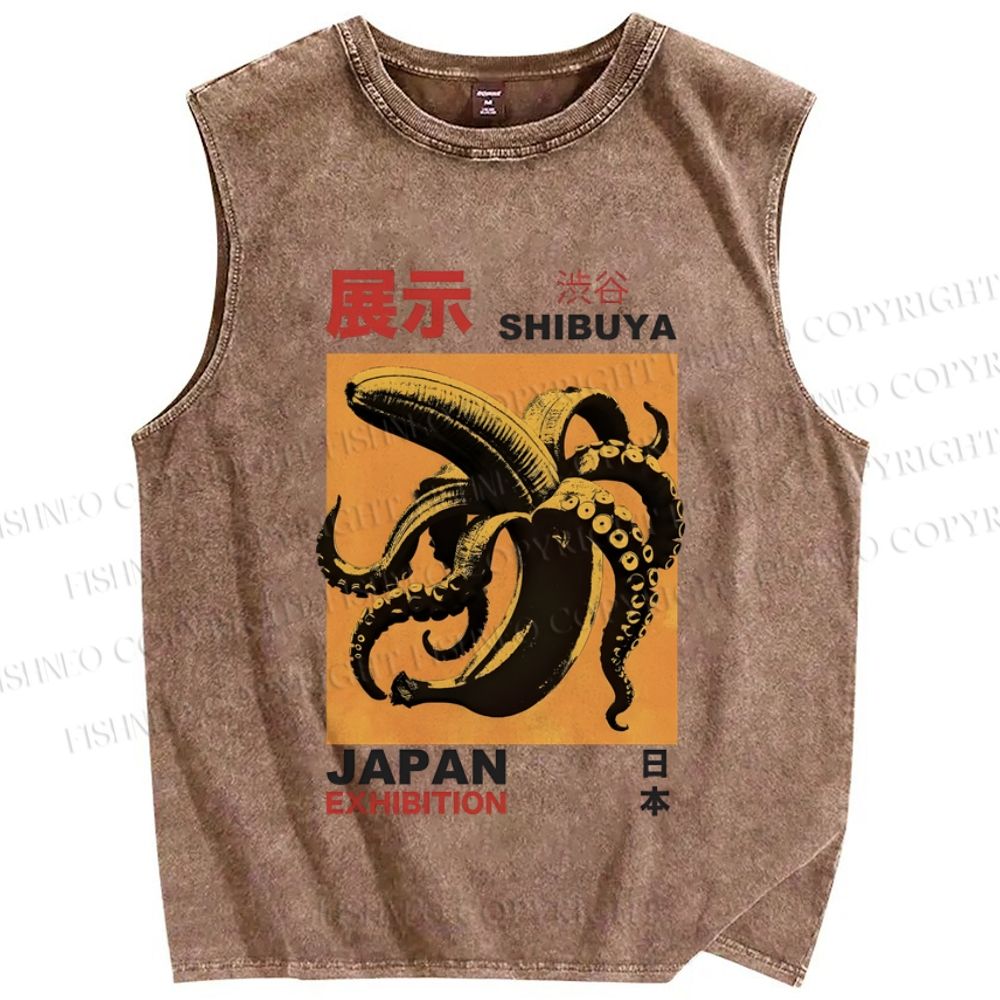 Unisex Shibuya Japan Printed Washed Tank Top