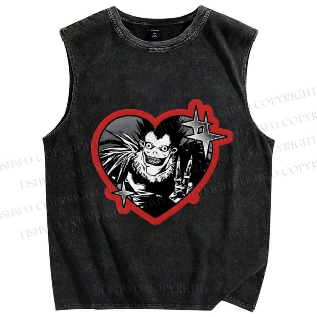 Unisex Japanese Death Note Printed Washed Tank Top