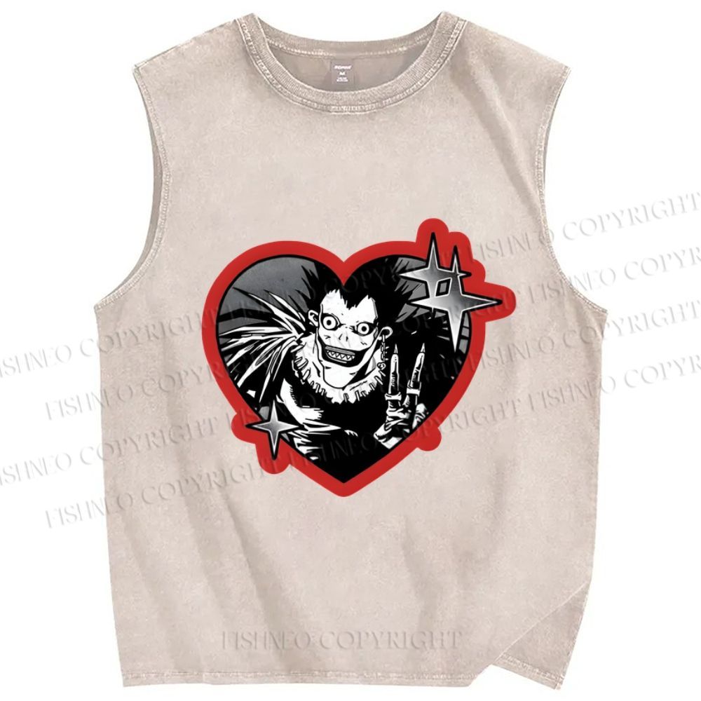 Unisex Japanese Death Note Printed Washed Tank Top
