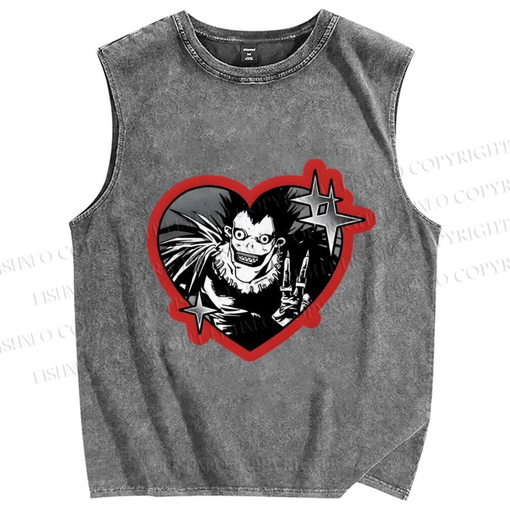 Unisex Japanese Death Note Printed Washed Tank Top