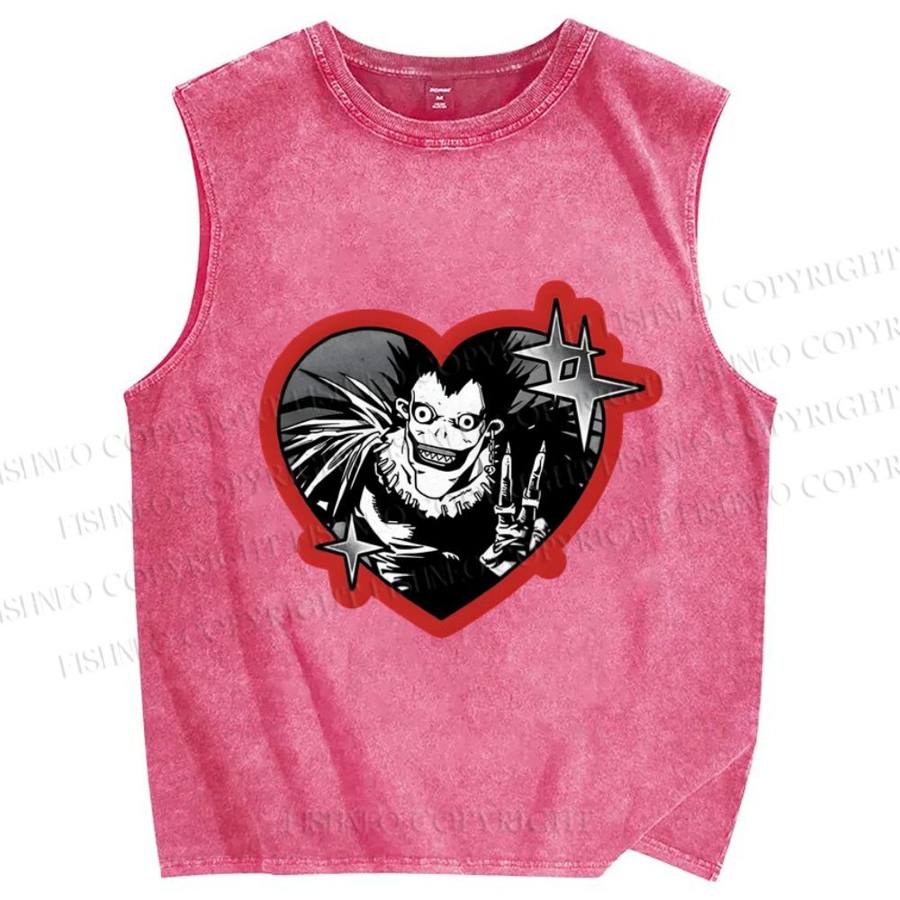 Unisex Japanese Death Note Printed Washed Tank Top