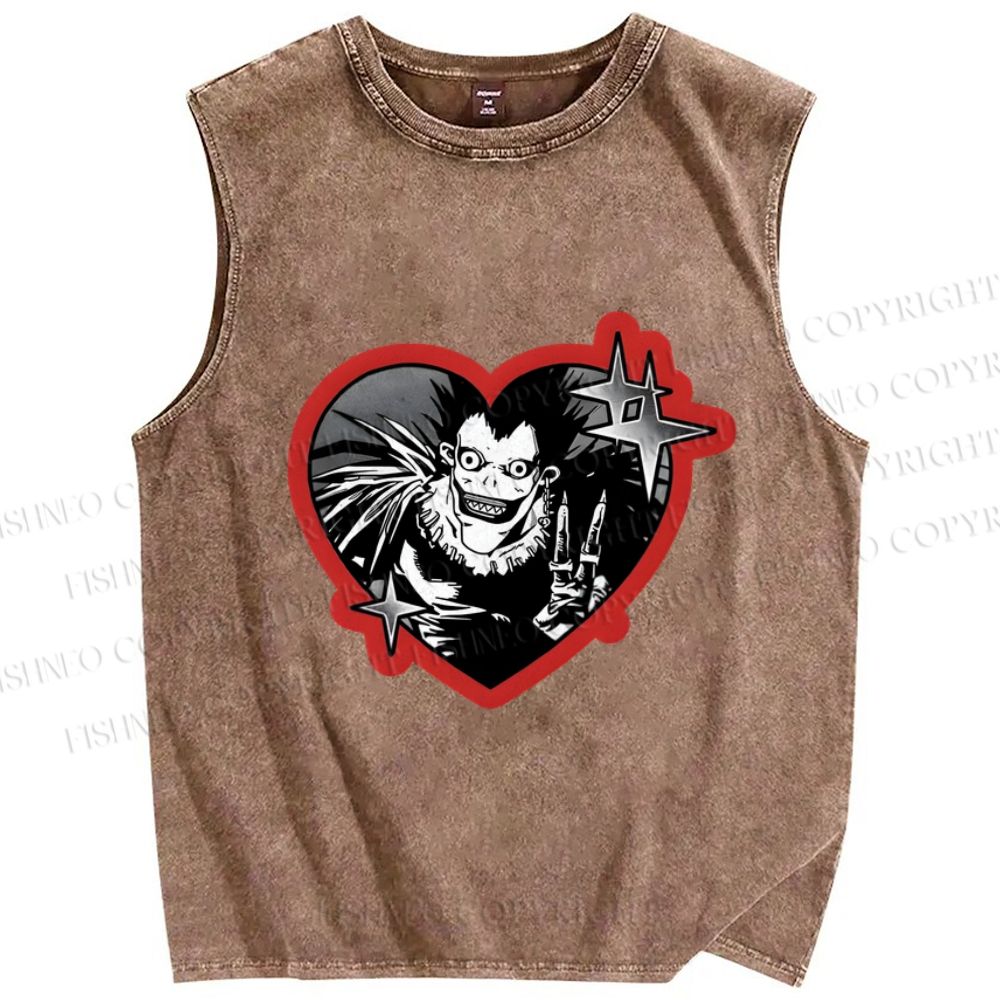 Unisex Japanese Death Note Printed Washed Tank Top