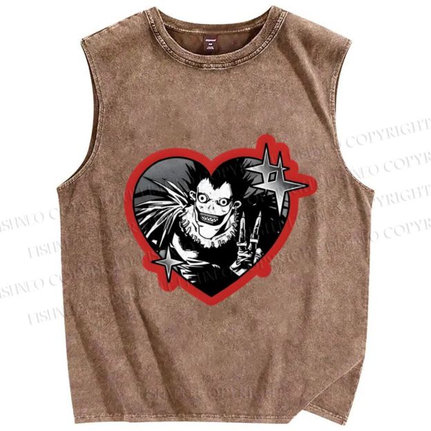 Unisex Japanese Death Note Printed Washed Tank Top
