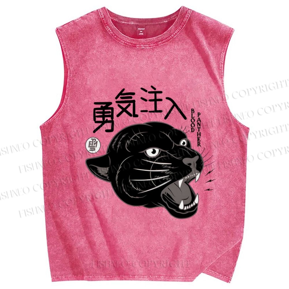 Unisex Black Panther Printed Washed Tank Top