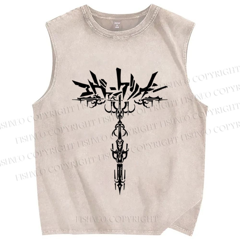 Unisex Neon Genesis Evangelion Printed Washed Tank Top