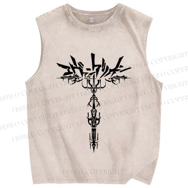 Unisex Neon Genesis Evangelion Printed Washed Tank Top