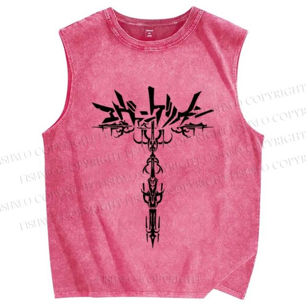 Unisex Neon Genesis Evangelion Printed Washed Tank Top