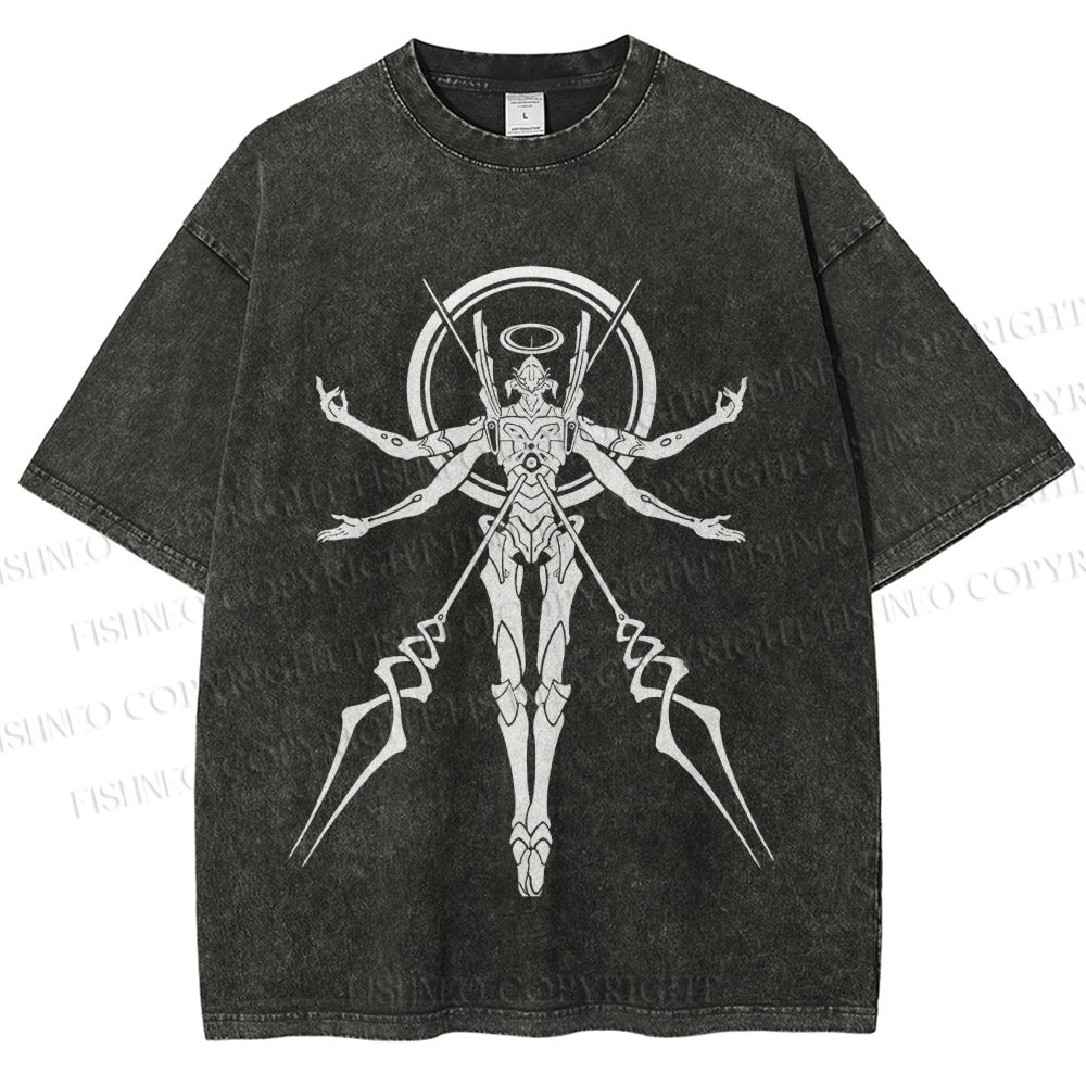 Unisex Neon Genesis Evangelion Printed Washed Tee