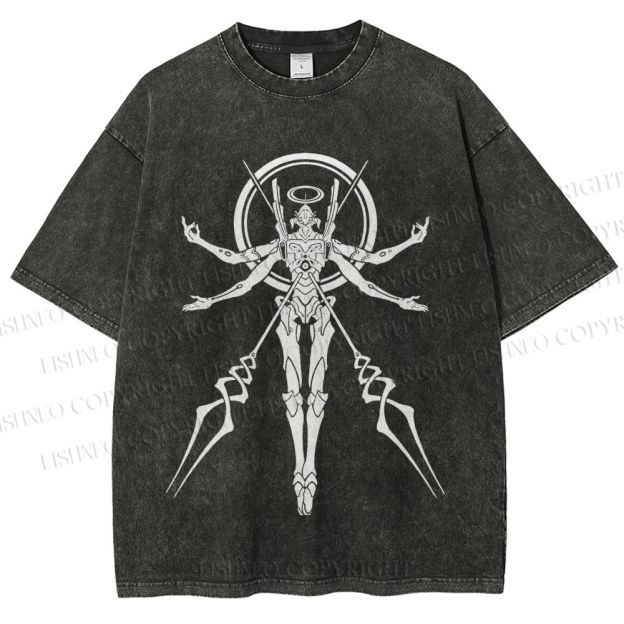 Unisex Neon Genesis Evangelion Printed Washed Tee