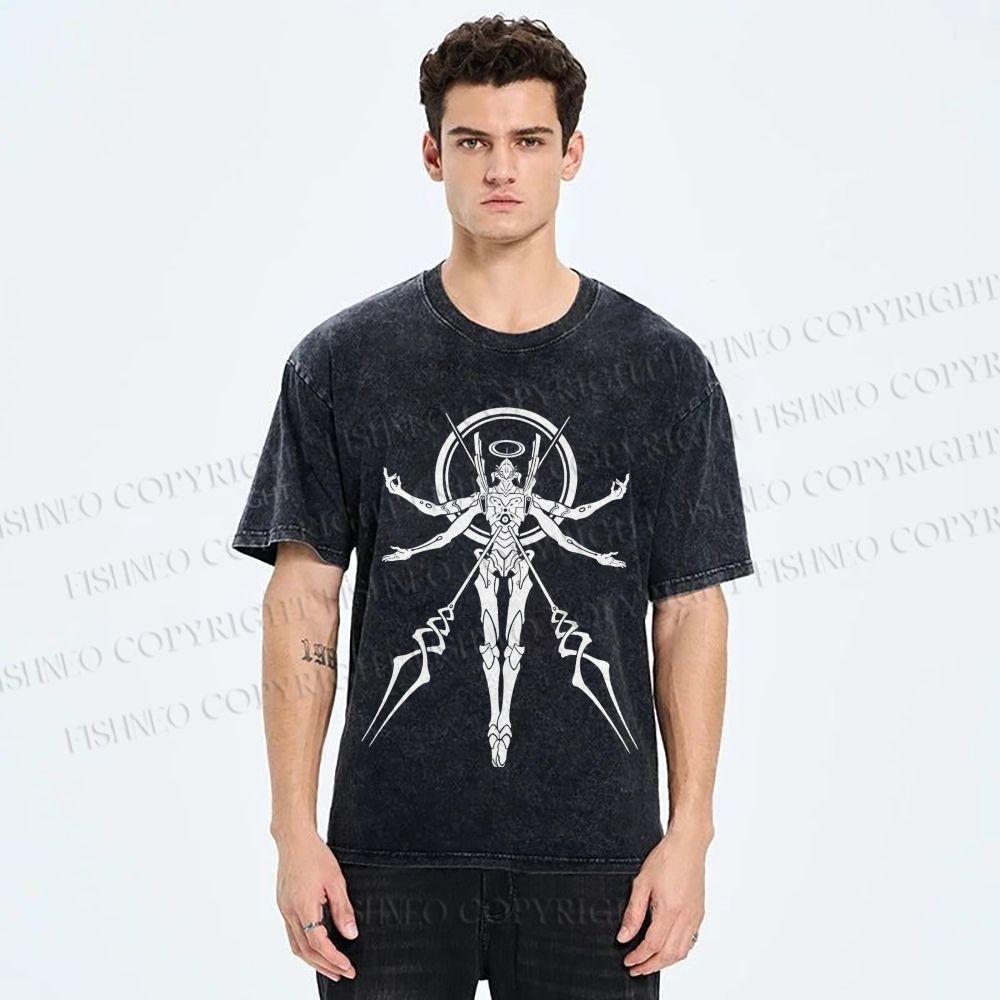 Unisex Neon Genesis Evangelion Printed Washed Tee