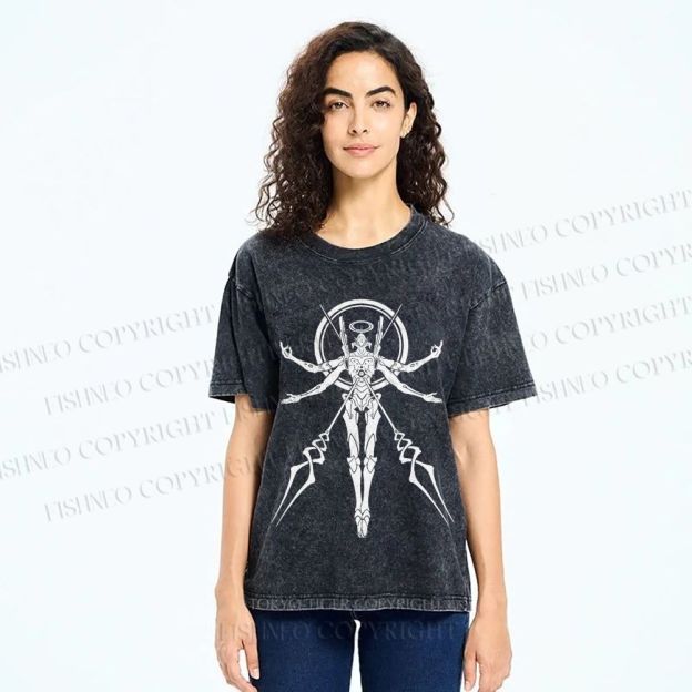 Unisex Neon Genesis Evangelion Printed Washed Tee