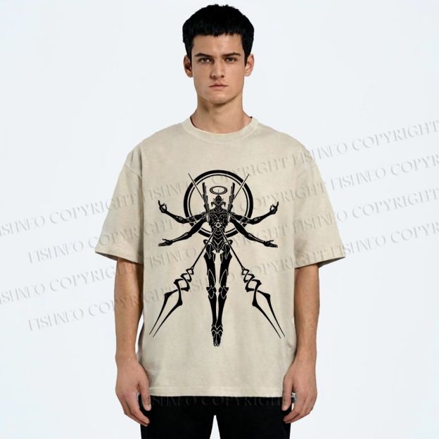 Unisex Neon Genesis Evangelion Printed Washed Tee