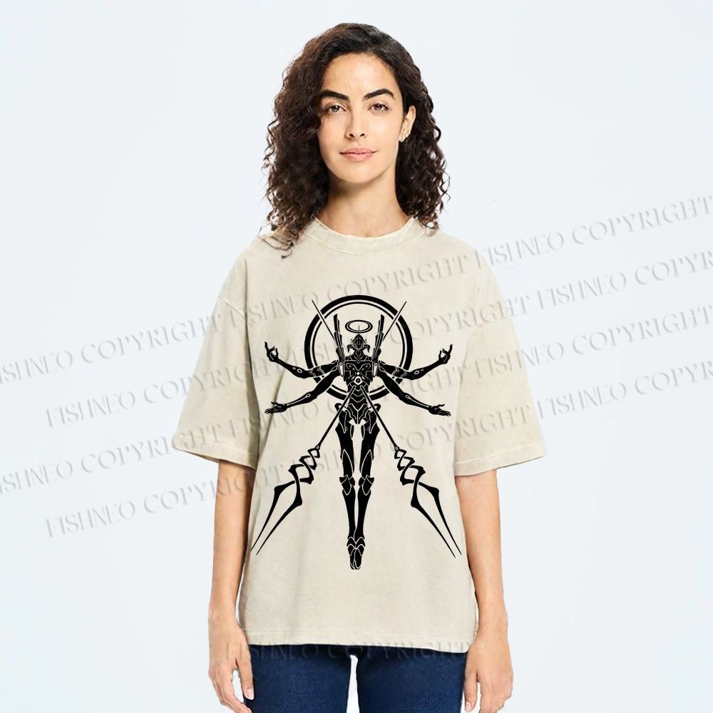 Unisex Neon Genesis Evangelion Printed Washed Tee