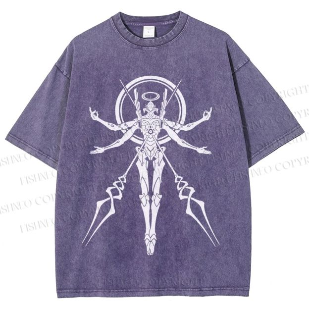 Unisex Neon Genesis Evangelion Printed Washed Tee