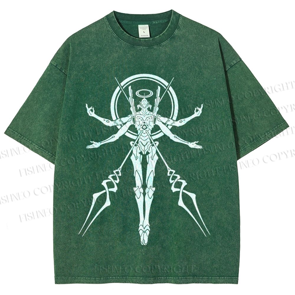 Unisex Neon Genesis Evangelion Printed Washed Tee