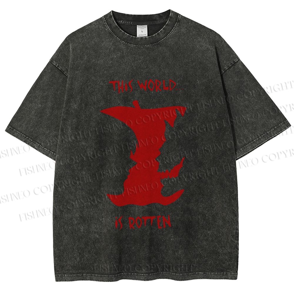 Unisex Death Note This World is Rotten Printed Washed Tee
