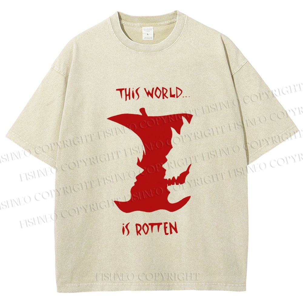 Unisex Death Note This World is Rotten Printed Washed Tee