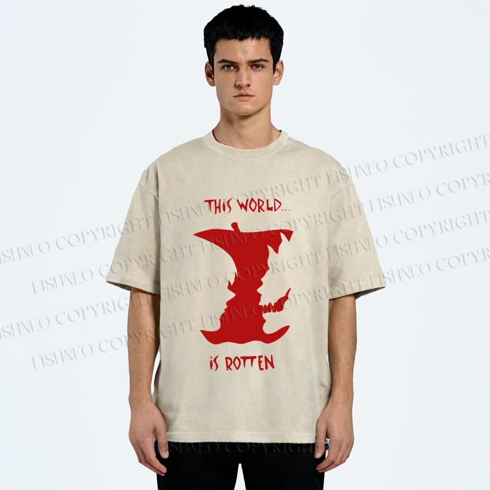 Unisex Death Note This World is Rotten Printed Washed Tee