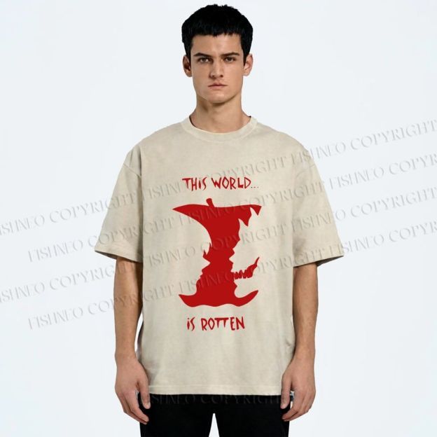 Unisex Death Note This World is Rotten Printed Washed Tee