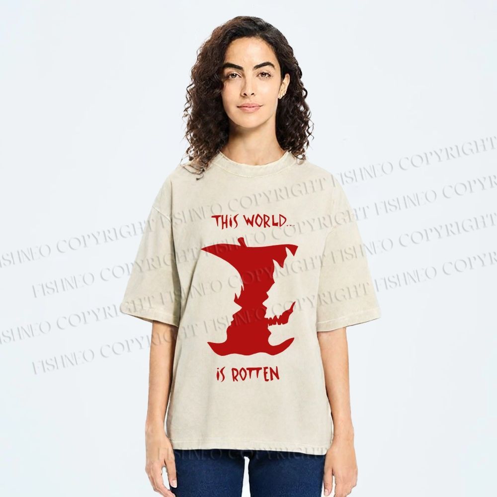 Unisex Death Note This World is Rotten Printed Washed Tee
